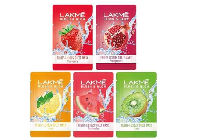 Lakme 100% Natural Fruit Extract Sheet Mask Combo, 20 Ml (Pack Of 5) 